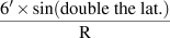 (6′ × sin (double the lat.) ⁄ R.