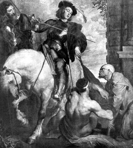 ST. MARTIN DIVIDING HIS CLOAK WITH A BEGGAR Church of
Saventhem