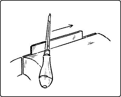 Fig. 156. Sharpening a Cabinet-Scraper: 4th Step, Turning the Edge.