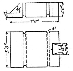 Fig. 79.—Details of Toe Blocks for Footing, Marquette
Breakwater.