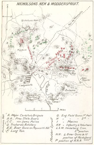 Map of Nicholsons Nek & Modderspruit.