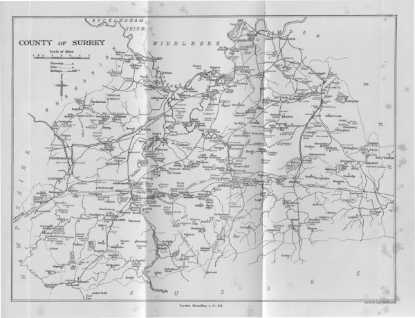 Map of the County of Surrey.