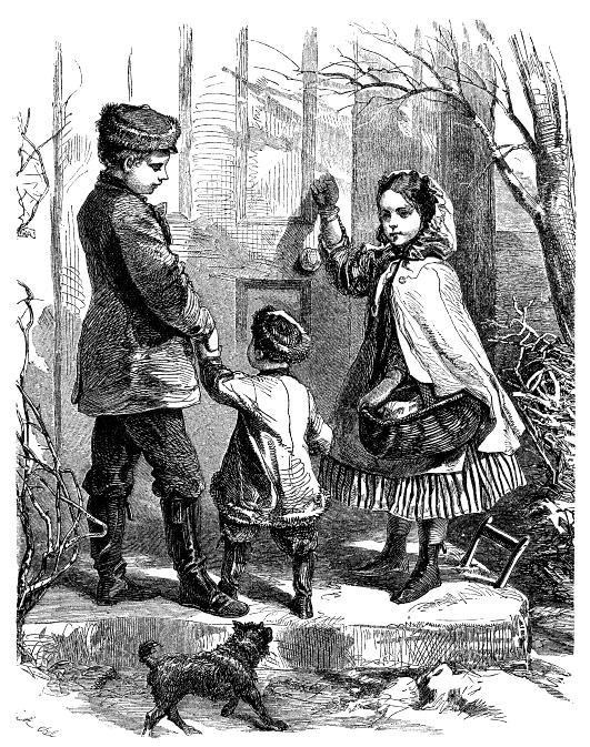 CHILDREN BEARING CHRISTMAS GIFTS