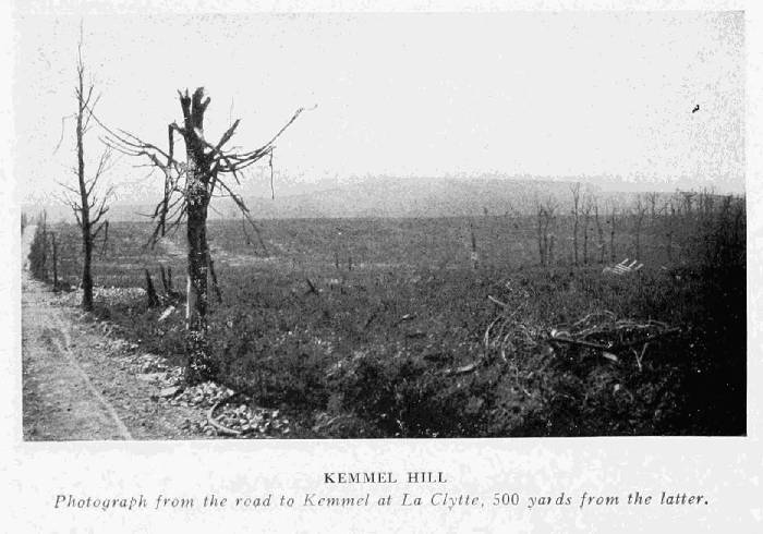 KEMMEL HILL
Photographed from the road to Kemmel at La Clytte, 500 yards from the latter.