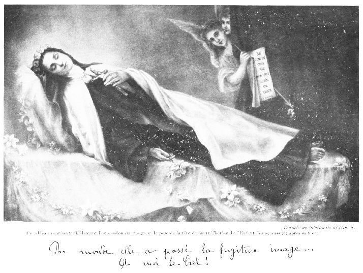 (Ce tableau reprsente fidlement l'expression du visage
et la pose de la tte de Sœur Thrse de l'Enfant-Jsus, aussitt
aprs sa mort.)