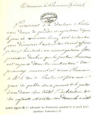 Lettre signe M. C.