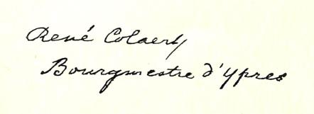 Signature of René Colaert, Bourgmestre d'Ypres