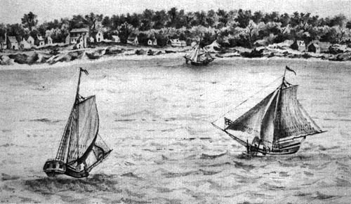 Sloops in the York River between Yorktown and Gloucester Point