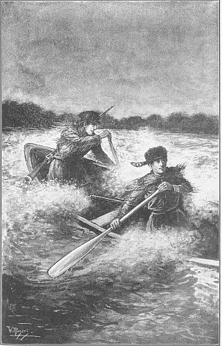 fighting rapids in canoe
