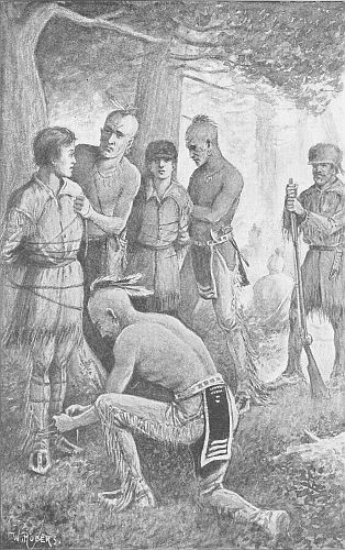 boys being tied to trees by Indians