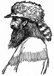 profile of bust of man in bucksins and cookskin cap