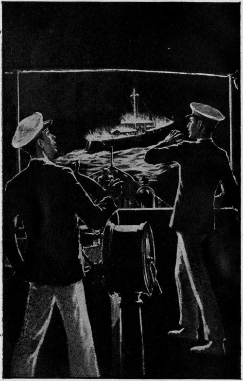 Outlined against the night in a vivid green glare was what appeared to be a boat of living flame. (Page 76)