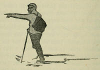 Drawing of a skier pointing at something
