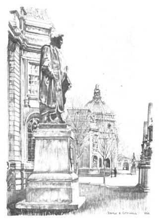 Image unavailable: Statue and City Hall.