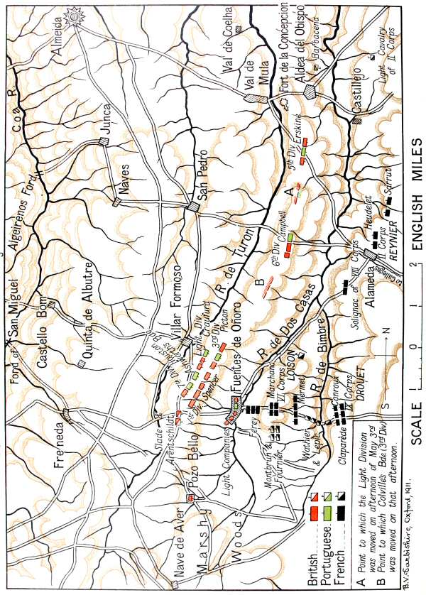 Map of the battle of Fuentes De Oñoro, first day.