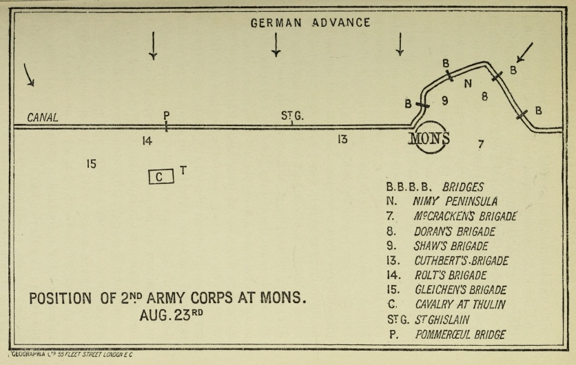 POSITION OF 2nd ARMY CORPS AT MONS. AUG. 23rd
