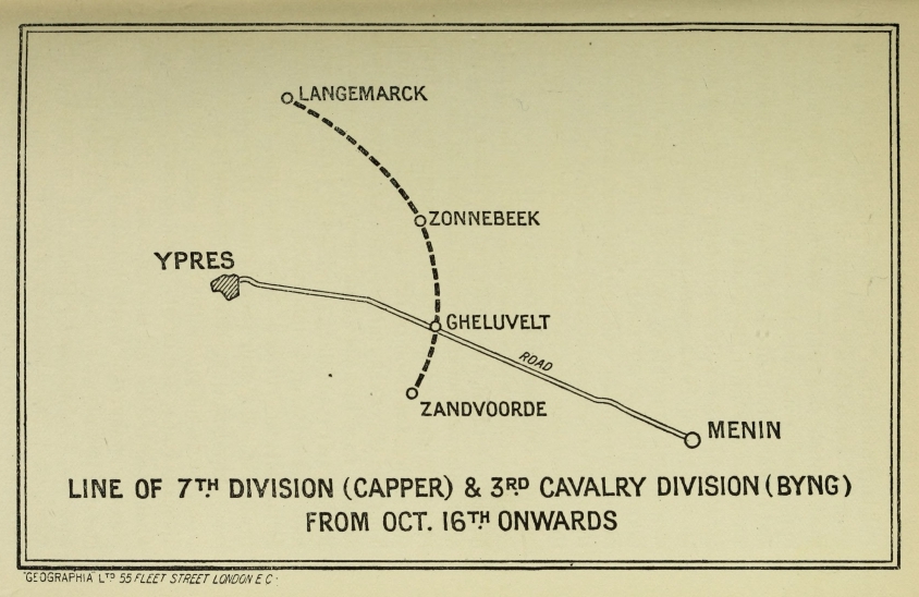 LINE OF 7th DIVISION (CAPPER) & 3rd CAVALRY DIVISION (BYNG) FROM OCT 17th. ONWARDS