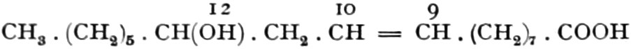 Ricinolsäure, nach Krafft und anderen