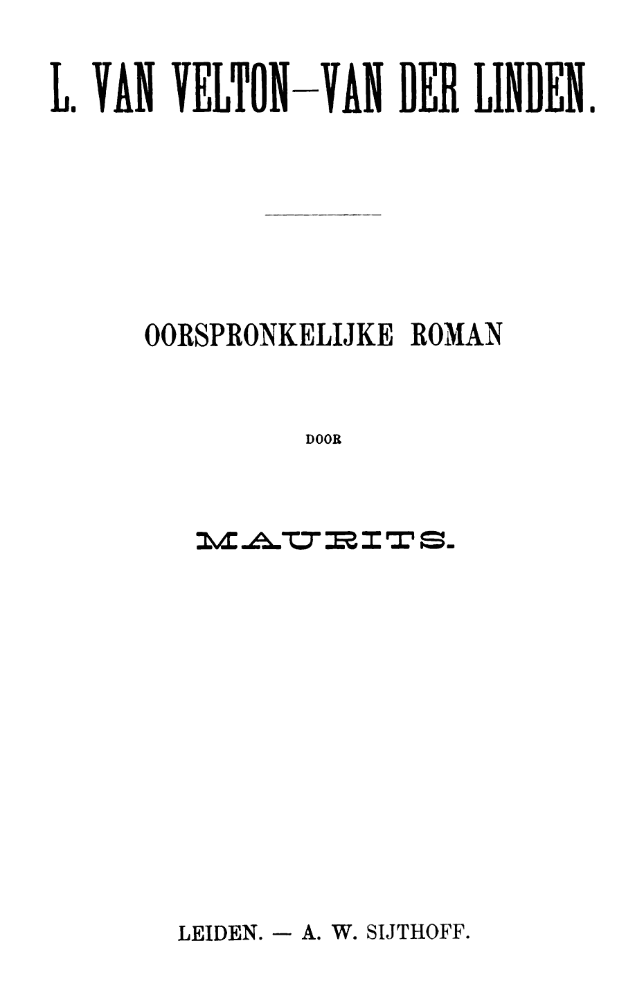 Oorspronkelijke titelpagina.